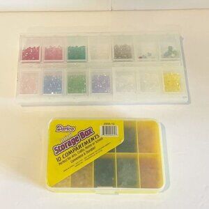 Lot Of 24 Colors Crystal Beads For Jewelry Design & Crafts In 2 Storage Boxes